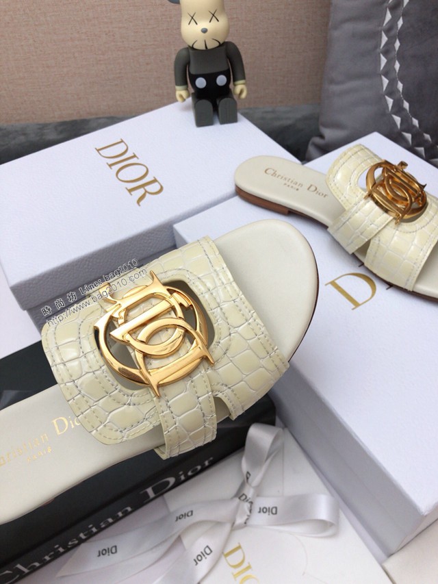 Dior迪奧2021春夏新款果凍色女鞋 CD字母logo五金扣平底鏤空人字拖夾趾涼鞋 dx2855